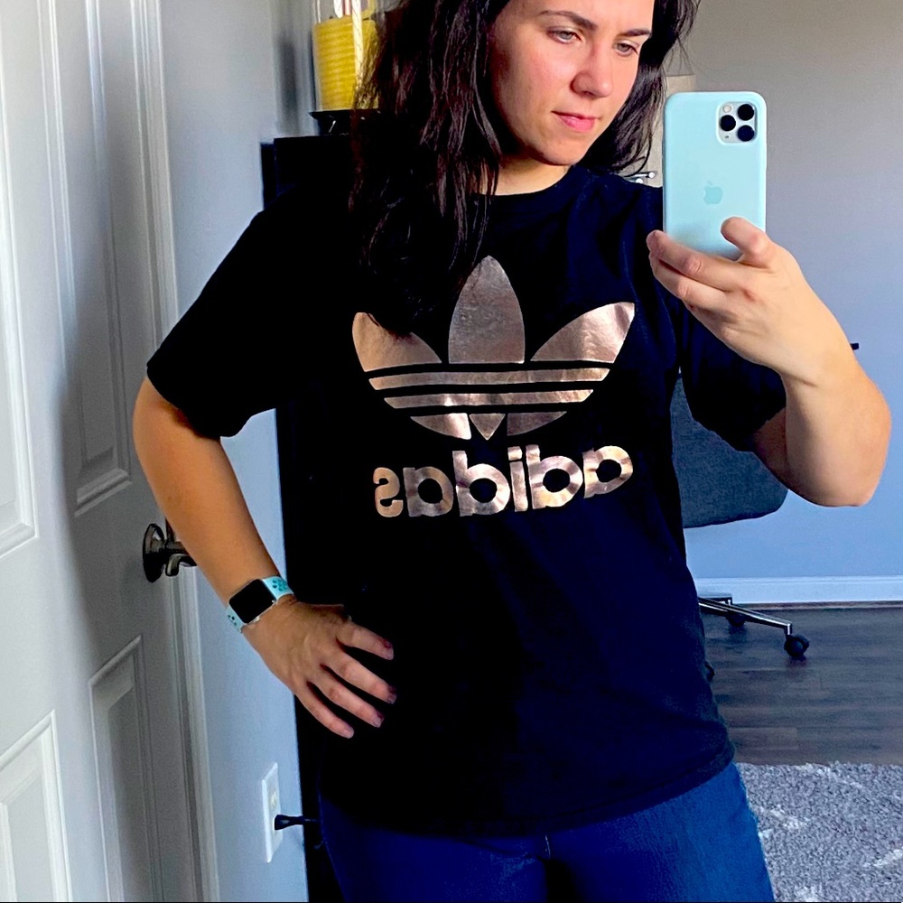 Adidas black & rose gold tee